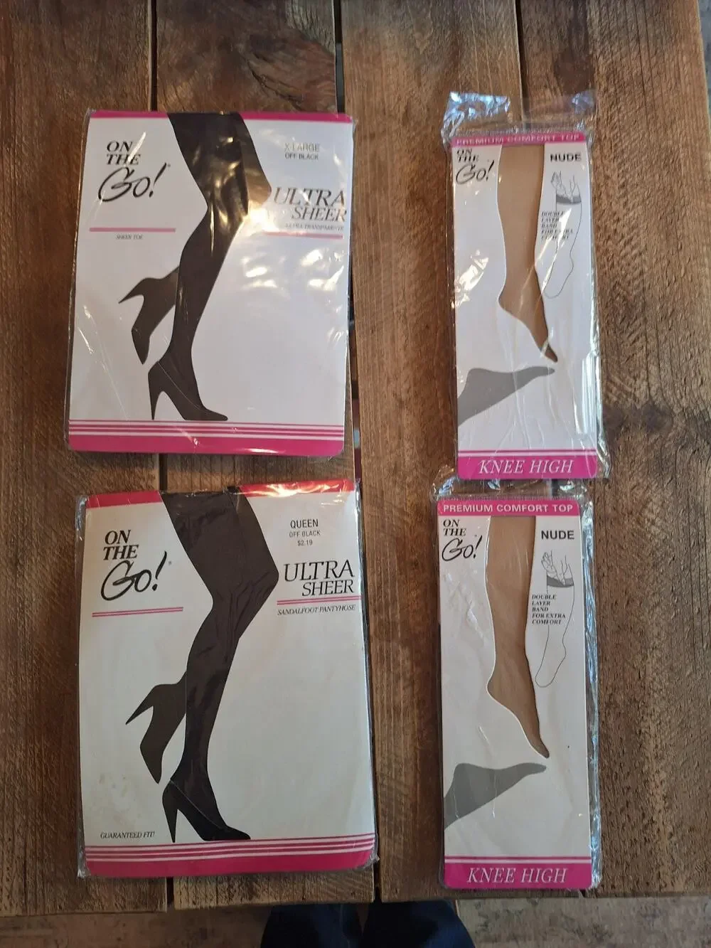 2/On the Go Ultra Sheer Offblack Pantyhose Sz XL Queen 2/ Knee Highs Nude One Sz
